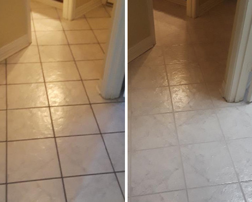 Tile Floor Before and After a Grout Sealing in Merritt Island 