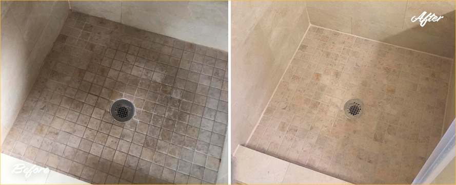 Tile Shower Before and After a Grout Sealing in Malabar