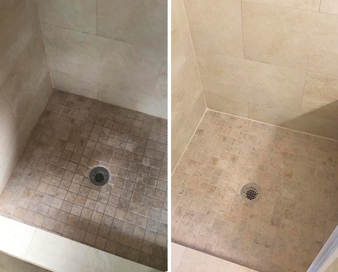 Tile Shower Before and After a Grout Sealing in Malabar