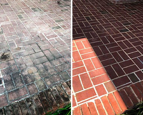 Paver Before and After a Stone Cleaning in Cocoa