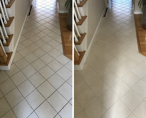 Tile Floor Before and After a Grout Cleaning in Melbourne