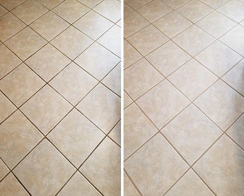 Tile Floor Before and After a Grout Cleaning in Melbourne