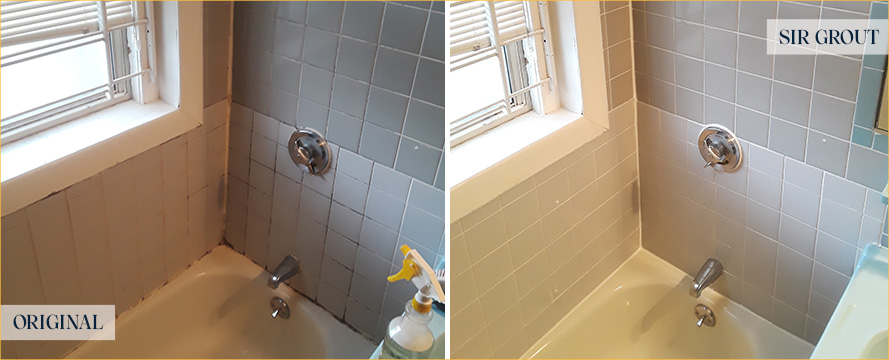 Tile Shower Before and After a Grout Sealing in Cocoa