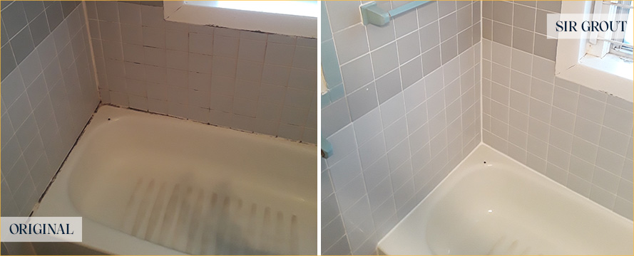 Shower Seams Before and After a Grout Sealing in Cocoa